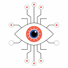 Obraz premium Stylized eye connected to circles with lines illustration