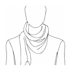Elegant line drawing of person with neck scarf fashion illustration minimalist design
