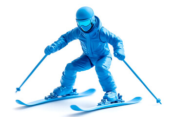 Obraz premium Blue skier toy figure isolated on white background