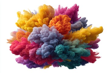 Colorful powder explosion effect on white background