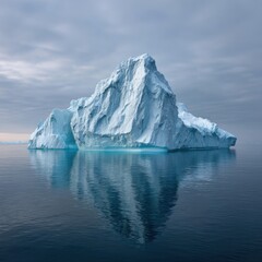 Majestic iceberg floating calmly on white background