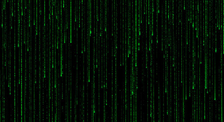 Matrix-Inspired Digital Rain – Glowing Green Data Streams on Black Background