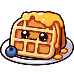 Adorable kawaii-style dessert with happy face and pastel colors, full of charm and sweetness.