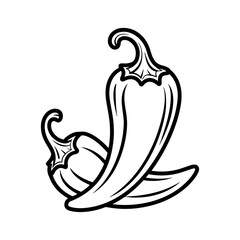Two line art chili peppers illustration