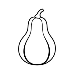 Line art illustration of a butternut squash