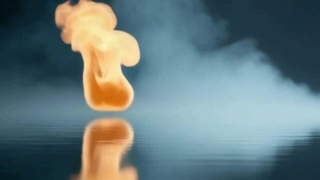 Flames Dance in the Ether: A mesmerizing display of a fiery flame, its dance of orange and yellow set against an ethereal blue backdrop, symbolizes energy and transformation. 