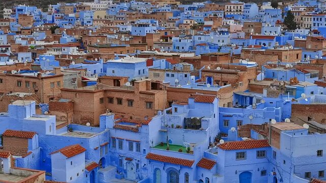 Panoramic View of Chefchaouen, Morocco: The Blue Pearl City of Northwest Africa