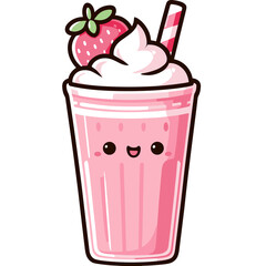 Adorable kawaii-style dessert with happy face and pastel colors, full of charm and sweetness.