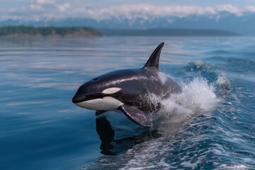 Killer whale (Orcinus orca) jumping out of the water