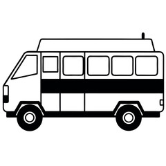 Black and White Minimalist Passenger Van Illustration