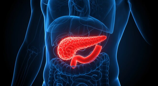 Highly Detailed Anatomical Illustration of the Human Pancreas
