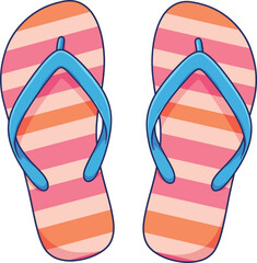 Summer Beach Flip Flops Illustration – Vacation, Sand, Ocean, and Fun Footwear