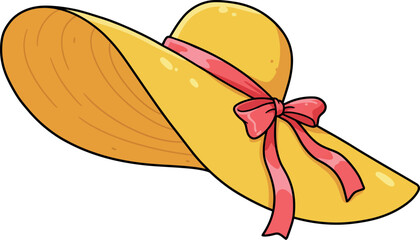 Wide Brim Sun Hat with Ribbon Bow for Summer Fashion