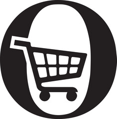 Shopping Cart Inside a Capital Letter O Graphic Design