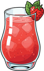 Refreshing Summer Drink with Strawberry Garnish in a Glass