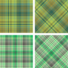 Set with checkered background in beautiful green colors for plaid, fabric, textile, clothes, tablecloth and other things. Vector image.