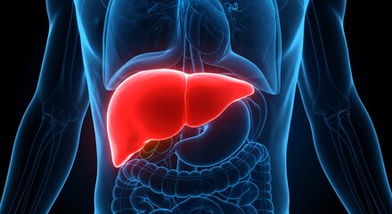 Highly Detailed Anatomical Illustration of the Human Liver