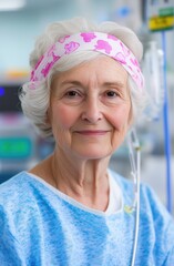 Joyful Elderly Woman in Hospital Setting