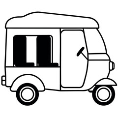 Obraz premium Black and White Vector Tuk Taxi Illustration thailand