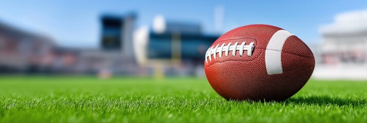Obraz premium American football on field with stadium in background