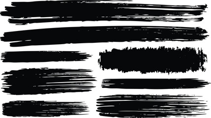 Paint grunge backgrounds, brushstrokes set on a white background
