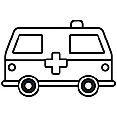 Black Outline Ambulance Emergency Vehicle Graphic medical