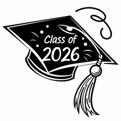 Class of 2026 graduation cap design element transparent png