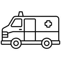 Black Outline Ambulance Vector Medical Emergency Vehicle Icon
