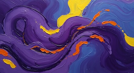 Abstract watercolor art in vibrant blue and colorful waves creates a textured, swirling paint design for a dynamic backdrop