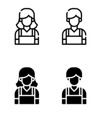 Icon man and woman seller on white background vector Vector line icon profession

