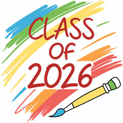 Class of 2026 colorful paintbrush design graduation