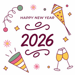 Happy new year 2026 celebration party festive design