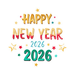 Happy new year 2026 design element colorful stars