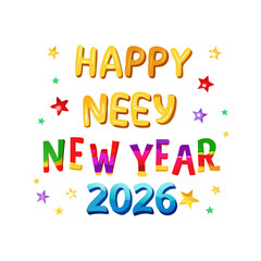 Happy neey new year 2026 colorful design element