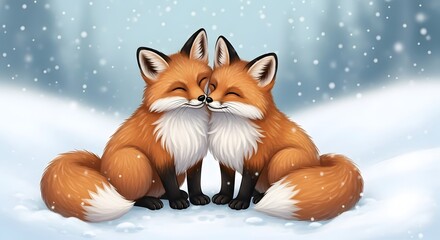 Obraz premium Cartoon fox character smiling front view