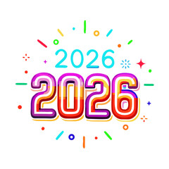 Vibrant 2026 new year design element isolated on white