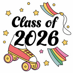 Class of 2026 retro roller skate graduation design