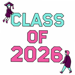 Class of 2026 graduation design element with transparent background