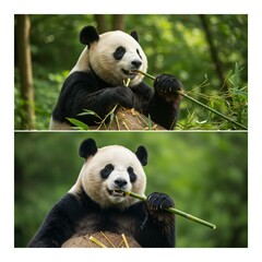 Fototapeta premium set of two images of panda World Wildlife Day March 3 World Animal Day October 4 
