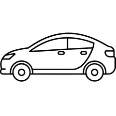 Black Outline Vector Car Illustration Side View vehicle