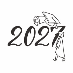 Graduate 2027 walking with graduation cap and megaphone