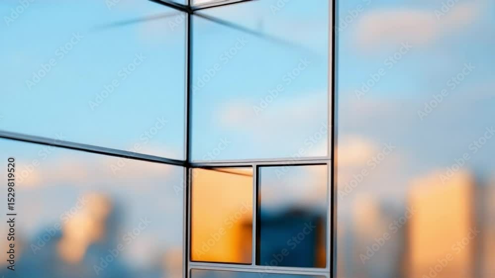 Poster geometric facade: an abstract architectural composition showcases a modern building facade, with pre