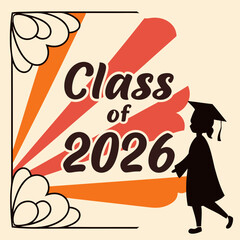 Class of 2026 graduation retro design graduate silhouette