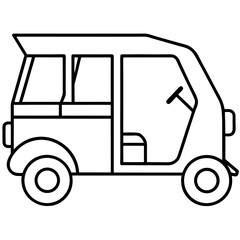 Outline Auto Rickshaw Front View Black White Vehicle Illustration