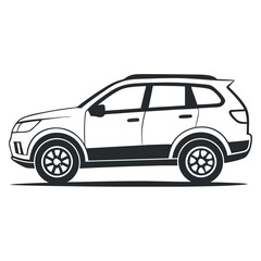 Modern SUV Side Profile – Sharp Line Art Silhouette Vector