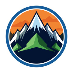 Realistic Mountain Logo – Vector Icon on White Background