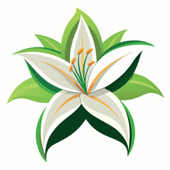 Realistic Lily Flower – Vector Logo Icon on White Background