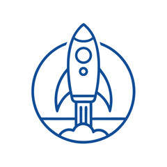 Rocket Launch Icon – Outline Logo for Tech and Startup Brands