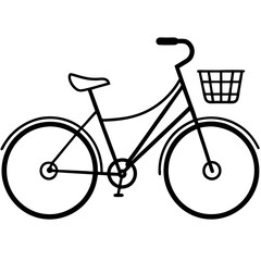 Black and White Bicycle Illustration with Basket bike 1