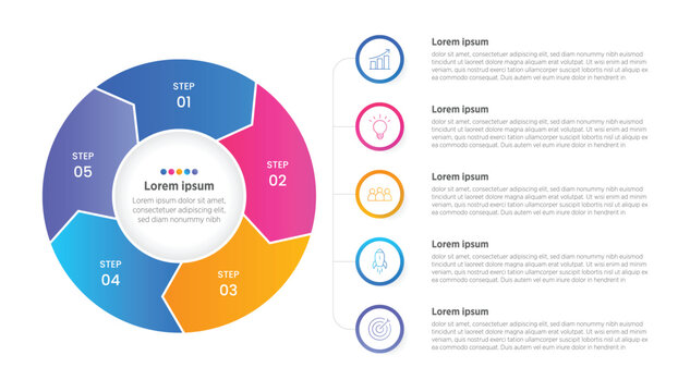 Modern Horizontal progress bar featuring 5 shaped elements, symbolizing the five stages of business strategy and progression. Clean timeline infographic design template. Vector for presentation